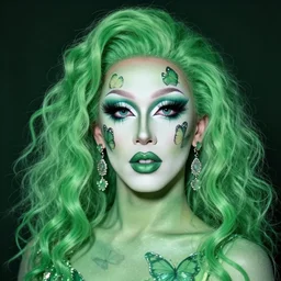 green dragob with butterflypattern and dreamy eyes