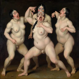 ultra - detailed butoh dancers making extreme facial expressions painted by pre - raphaelites