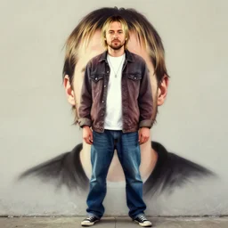 kurt cobain in gta v covert art painted by stephen bliss, centered, uncropped, full body, symmetrical face, crispy, trending on artstation, deviantart