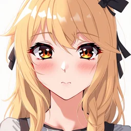 blonde anime girl, anime style, beautiful face
