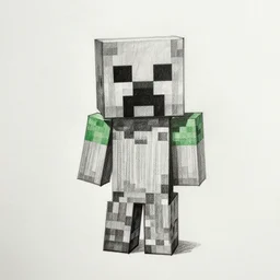 minecraft creeper, pencil drawing
