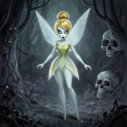 Scary tinker bell, horror, skull, scary, Drawn by Pixar