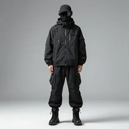 Techwear outfit, 8, studio photo, trending on r/techwearclothing,