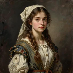 portrait of young woman traveler in dress cloth greg manchess painting by by sargent and leyendecker, d & d, fantasy, medium shot, asymmetrical, intricate, elegant, matte painting, illustration, hearthstone, by greg rutkowski, by greg tocchini, by james gilleard, by joe fenton