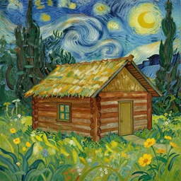 [ a log cabin in the forest ] [ van gogh ] [ flowers ]