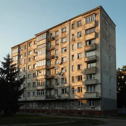 old soviet plattenbau cinematic light by istvan sandorfi