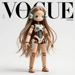 a beautiful jointed wooden art doll, super dollfie, biopunk, solarpunk, mecha, feminine curves, wires, long flowing hair, surreal, dan mumford, beeple, fashion magazine, vogue, harper's bazaar art, id magazine, intricate, 8 k render in octane, sharp focus