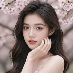 the portrait of the absurdly beautiful, graceful, elegant, gorgeous, fashionable photorealistic anime idol latina woman made of cherries and cherry blossoms with tears, an ultrafine hyperdetailed illustration by kim jung gi, irakli nadar, intricate linework, bright colors, octopath traveler, final fantasy, highly rendered, global illumination, radiant light, intricate environment