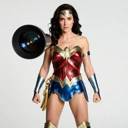 Nicolas Cage as wonder woman, wide lens, award-winning, full-body crop