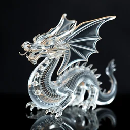 a dragon made out of clear glass