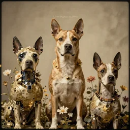 a beautiful ultradetailed vintage photo of an xolo, by tom bagshaw and anna dittman, portrait, vignette, 3 5 mm lens, golden ratio composition, detailed faces, studio photography, very detailed, robot dogs overgrown with flowers, artstation, 8 k, highly coherent