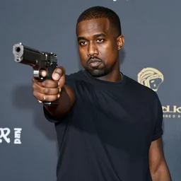 kanye holding a gun