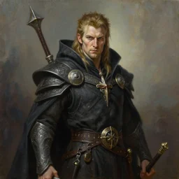 portrait of Davis Hume as a powerful dungeons and dragons warlock, wearing dark robe, intricately detailed, realistic, oil painting, by jeff easley, boris vallejo, cinematic lighting