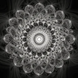 highly detailed generative art of a sonic fibonacci mandelbulb fractal in muted colors, perfect symmetry
