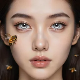 stunning goddess of bees portrait, crystal clear eyes. realistic, symmetrical face. art by bowater charlie, mark brooks, julie bell, arian mark, tony sandoval