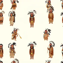 a surreal pattern painting of an 8 - bit native american