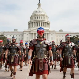 roman soldiers and centurions invading the washington capitole, wearing maga hats ( january 2 0 2 1 )