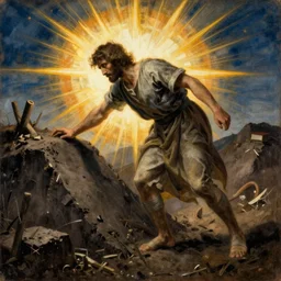 man getting out of his grave. book of hours painting.