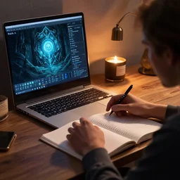 learning in the meta, scandinavian mythology, ambient lighting and shadows, unreal engine 5 highly rendered, global illumination