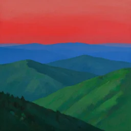 red skies and blue oceans and green mountains by greg rutkowski, landscape,