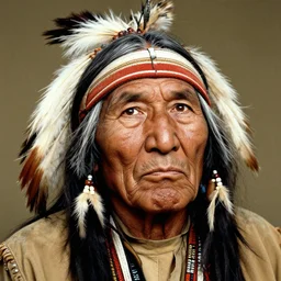 portrait of an expressive face of an old Apache chief by annie leibovitz