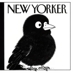 a still frame from comic strip, black fluffy hairy bird 1 9 5 0, hasui kawase, new yorker illustration, monochrome bw, lineart, manga, tadanori yokoo, simplified,