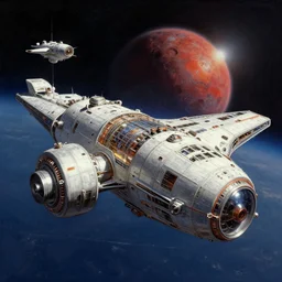 Flying through an space in a state of the art spaceship fitted with a bioreactor, andromeda in the background, award winning concept art, painting by Chesley Bonestell, 8k, 4K, high definition, cgsociety