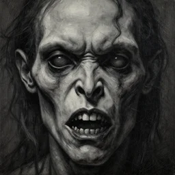 close up portrait of a monster in the sinister valley of despair, one mouth, one nose, two eyes, oil painting by tomasz jedruszek, cinematic lighting, pen and ink, intricate line, hd, 4 k, million of likes, trending on artstation