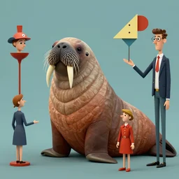 matte painting of walrus but where's waldo, in the style of mark ryden and marcel duchamp and dorothea tanning, digital art, 8 k