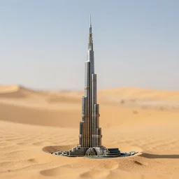 Tiny burj khalifa in the desert, macro photography