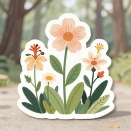 a die cut sticker of flower spirits in the forest