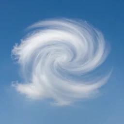fluffy swirling clouds, blue sky