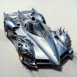 concept art for a car huge sharp spikes, painted by syd mead, high quality