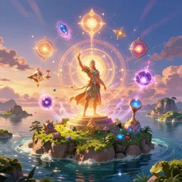 epic arcane magic, channeling arcane magicks on a beautiful sunny day, awesome and wonderous mystical energy, in the twilight, on a verdant island, d & d fantasy digital painting, hd, 4 k, 8 k