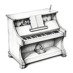 music machine designed by di fate drawn by da vinci, detailed pen and ink illustration