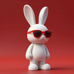 rabbit groot as marble statue, red sunglasses, in red background, soft red texture, red realistic 3 d render
