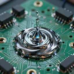 Ferrofluid, organic liquid metal, alien bioweapon, generative technology, wet circuit board