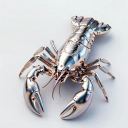 ! dream an extremely high quality 8 k 3 d render of a metallic cyberpunk neon crayfish with polished, highly reflective highly detailed, clean, sharp, crisp clean shapes, cast glass, brushed metal, symmetry, mercury, chrome, obsidian, highly detailed, tentacles, high detail, very aesthetically pleasing
