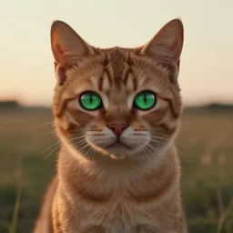 pretty cat - boy posing in front of plains + beauty + warm light from behind + bright green eyes + auburn hair + cat ears + large well - defined eyelids + artstation + octane render + cinematic color grading + muted colors + soft light + rule of thirds + like a professional model + cinematic + 8 k + 3 d render + 3 5 mm