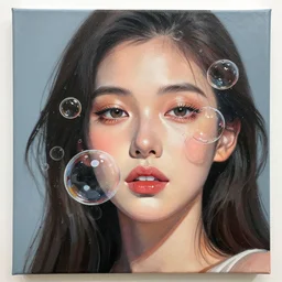 beautiful woman, face, bubbles, bubble, watedrops, waterdroplets, acrylicpainting, acrylicpouring, painting, influencer