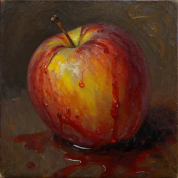 Amber covered in blood,cursed oil painting