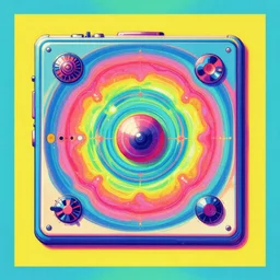psychedelic album cover, chillwave album, synth pop, retro synth, psychic energy, block colors