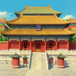 symmetry!! a gorgeous chinese palace, illustration, art by laurie greasley and studio ghibli, vivid color