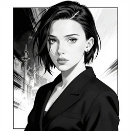 Millie Bobby Brown in a black and white anime poster