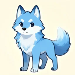 a cute medieval anthropomorphic wolf with light blue fur and a fluffy tail, comic art, trending on furaffinity, cartoon, kawaii, backlighting, furry art!!!, cel shading, concept art, lineless