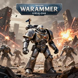 warhammer 40k ultramarine on the battle field, adeptus astartes, explosions, ruined empire on the background, digital art, illustration, wide angle, fine details, cinematic, volumetric light, ray traced, highly detailed, octane render, 3d, 4k, unreal engine, concept art