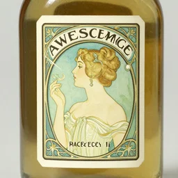 an antique label on a bottle of awesome sauce. vintage label. art nouveau. elegant.