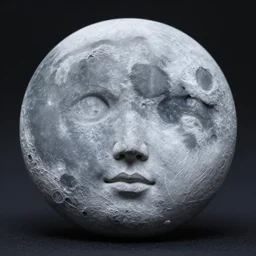 photo of resin toy grey moon face with craters