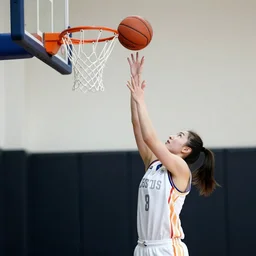 female jesus dunking a basketball long shot photograph portrait