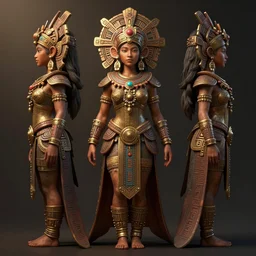 character design of mayan voodoo goddess, concept art, game art, highly intrincate, full body front and side, unreal engine, very detailed, detailed face, octane render, artstation, cgsociety, character design